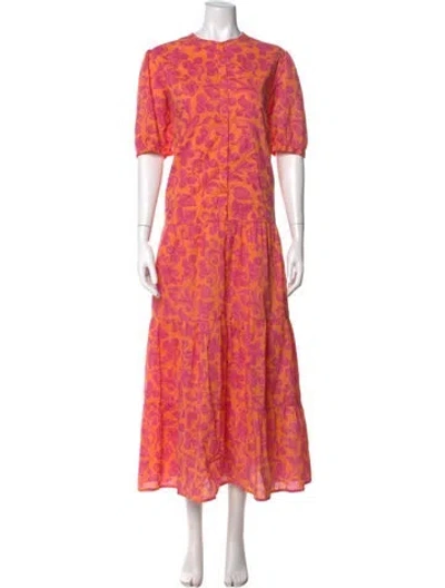 Pre-owned Banjanan Printed Long Dress In Pink