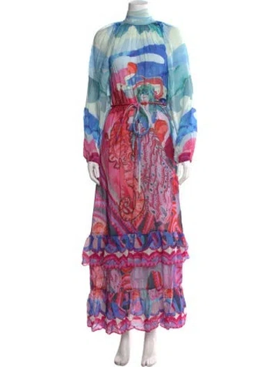 Pre-owned Banjanan Printed Long Dress In Pink