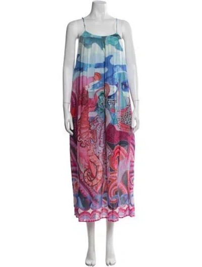 Pre-owned Banjanan Printed Long Dress In Pink