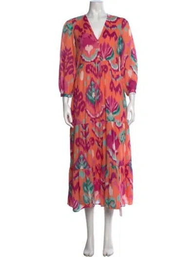 Pre-owned Banjanan Printed Long Dress In Pink