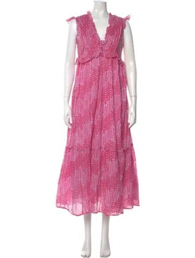 Pre-owned Banjanan Printed Long Dress In Pink