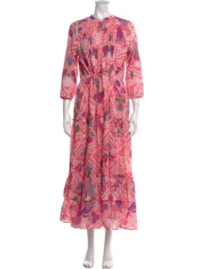 Pre-owned Banjanan Printed Long Dress In Pink