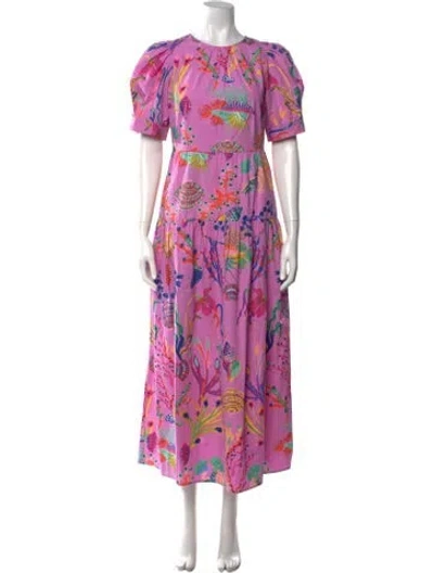 Pre-owned Banjanan Printed Long Dress In Pink