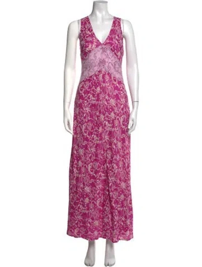 Pre-owned Banjanan Printed Long Dress In Pink