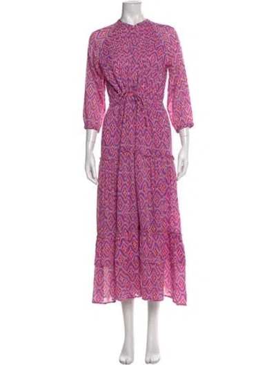 Pre-owned Banjanan Printed Long Dress In Purple