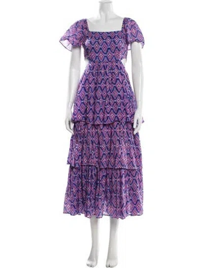 Pre-owned Banjanan Printed Long Dress In Purple
