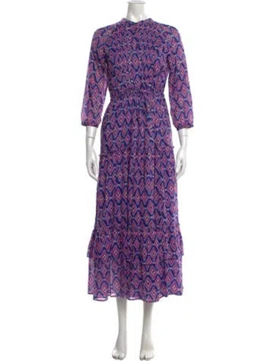 Pre-owned Banjanan Printed Long Dress In Purple
