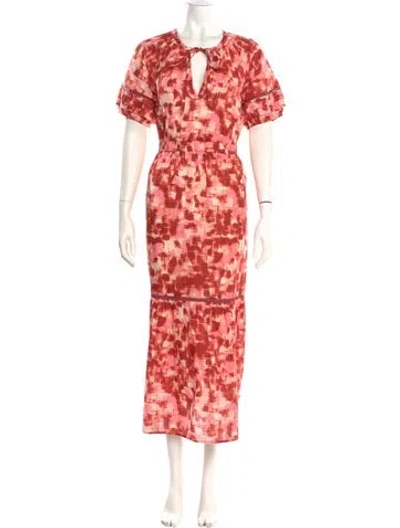 Pre-owned Banjanan Printed Long Dress In Red