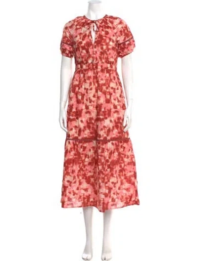 Pre-owned Banjanan Printed Long Dress In Red