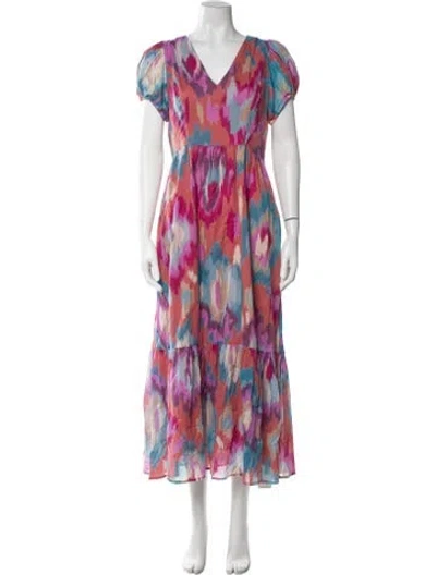 Pre-owned Banjanan Printed Long Dress In Red