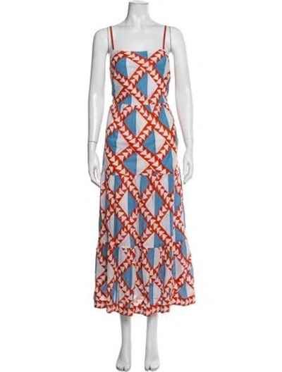 Pre-owned Banjanan Printed Long Dress In Red