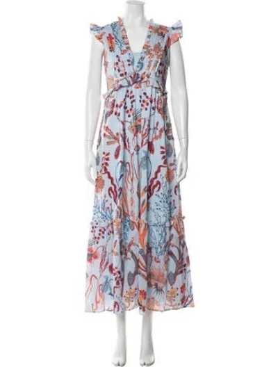 Pre-owned Banjanan Printed Long Dress W/ Tags In Blue