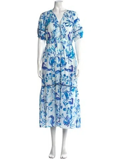 Pre-owned Banjanan Printed Long Dress W/ Tags In Blue