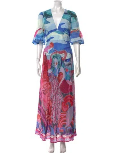 Pre-owned Banjanan Printed Long Dress W/ Tags In Pink