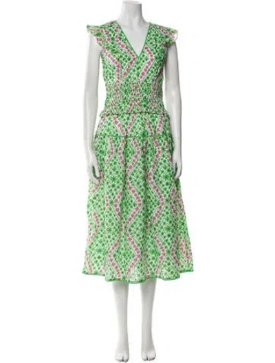 Pre-owned Banjanan Printed Long Dress W/ Tags In White