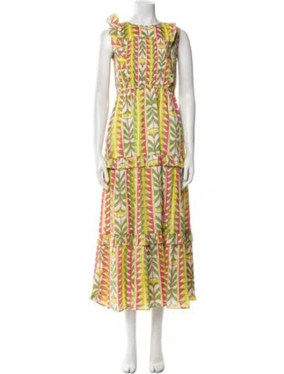 Pre-owned Banjanan Printed Long Dress W/ Tags In Yellow