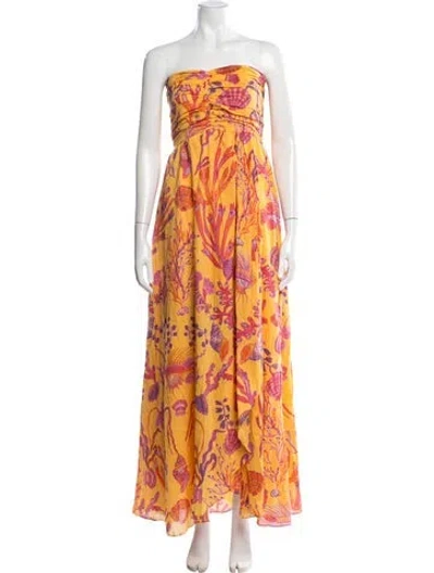 Pre-owned Banjanan Printed Long Dress W/ Tags In Yellow