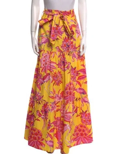 Pre-owned Banjanan Printed Long Skirt W/ Tags In Yellow