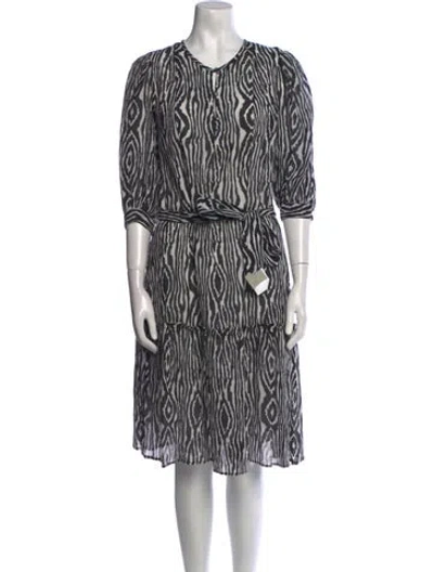 Pre-owned Banjanan Printed Midi Length Dress In Black
