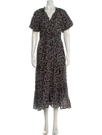 Pre-owned Banjanan Printed Midi Length Dress In Black