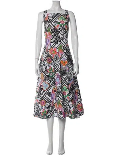 Pre-owned Banjanan Printed Midi Length Dress In Black