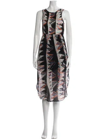 Pre-owned Banjanan Printed Midi Length Dress In Black