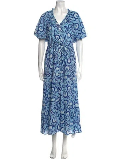 Pre-owned Banjanan Printed Midi Length Dress In Blue