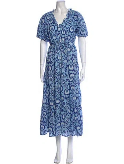 Pre-owned Banjanan Printed Midi Length Dress In Blue