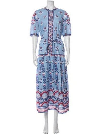 Pre-owned Banjanan Printed Midi Length Dress In Blue