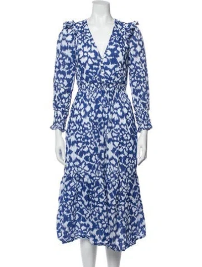 Pre-owned Banjanan Printed Midi Length Dress In Blue