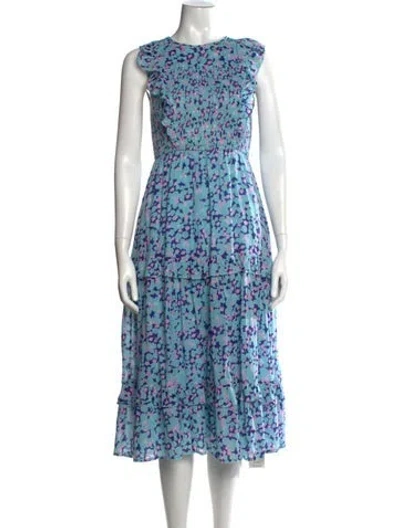 Pre-owned Banjanan Printed Midi Length Dress In Blue