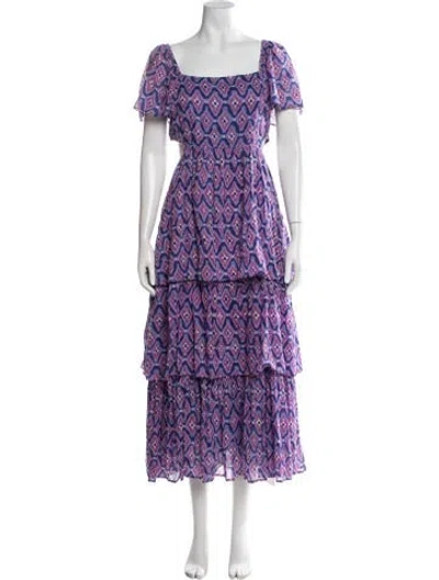 Pre-owned Banjanan Printed Midi Length Dress In Blue/purple