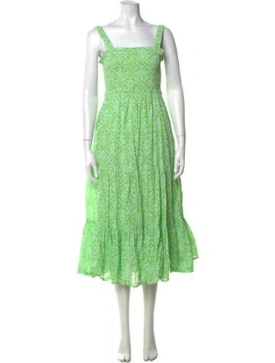Pre-owned Banjanan Printed Midi Length Dress In Green