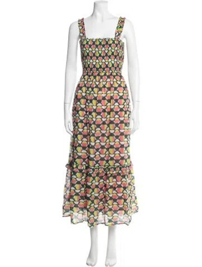 Pre-owned Banjanan Printed Midi Length Dress In Green