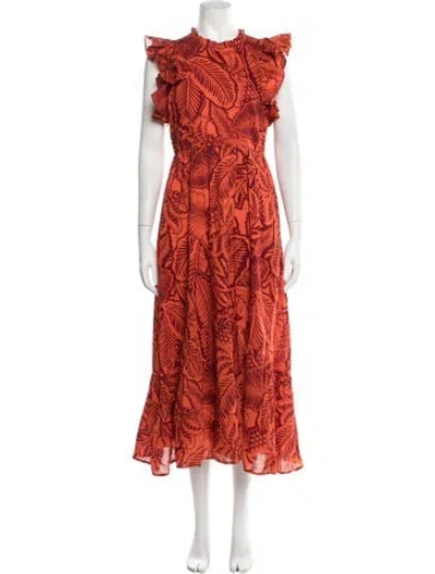 Pre-owned Banjanan Printed Midi Length Dress In Orange