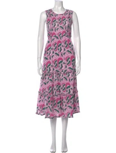 Pre-owned Banjanan Printed Midi Length Dress In Pink