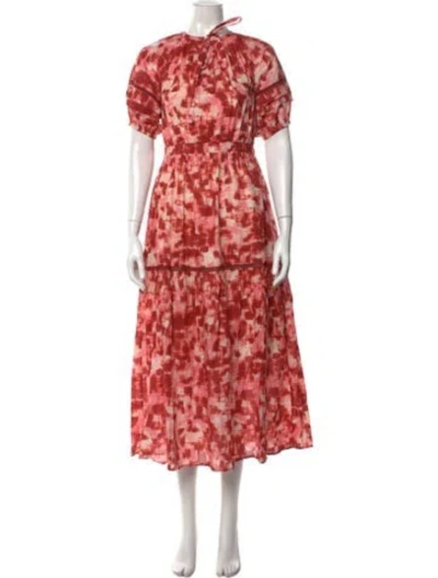 Pre-owned Banjanan Printed Midi Length Dress In Pink