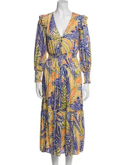 Pre-owned Banjanan Printed Midi Length Dress In Purple