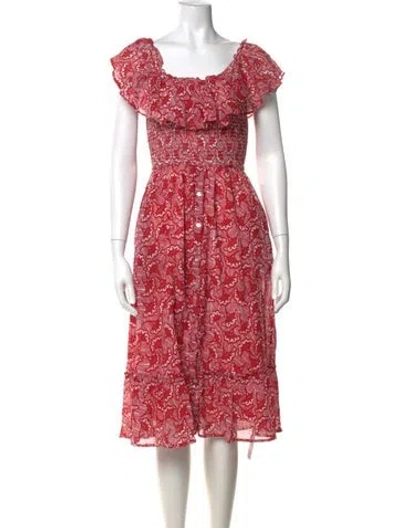 Pre-owned Banjanan Printed Midi Length Dress In Red