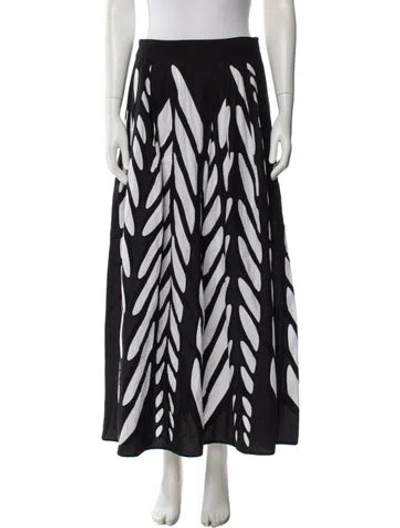 Pre-owned Banjanan Printed Midi Length Skirt In Black