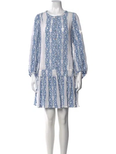 Pre-owned Banjanan Printed Mini Dress In Blue/white