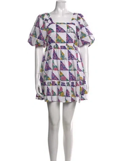 Pre-owned Banjanan Printed Mini Dress In White