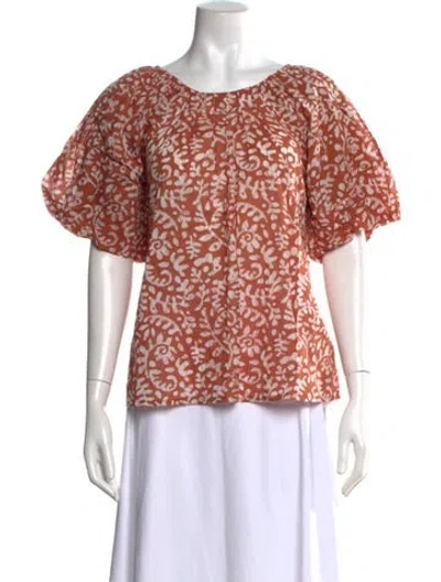 Pre-owned Banjanan Printed Scoop Neck Top W/ Tags In Orange