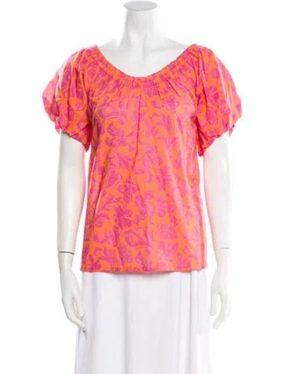 Pre-owned Banjanan Printed Scoop Neck T-shirt In Orange