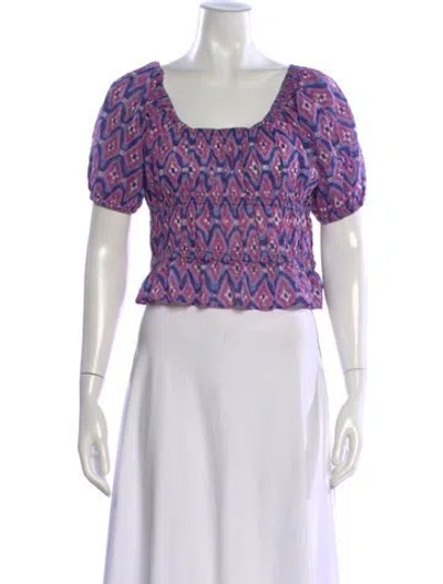 Pre-owned Banjanan Printed Square Neckline Crop Top In Pink