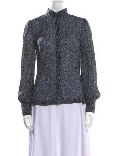 Pre-owned Banjanan Printed Tie Neck Blouse In Multicolor