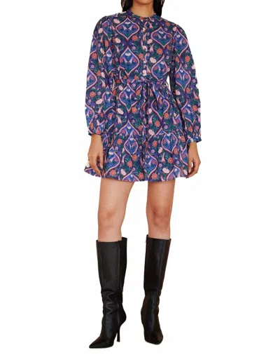 Banjanan Roma Long Sleeve Dress In Persian Tile Lapis In Multi