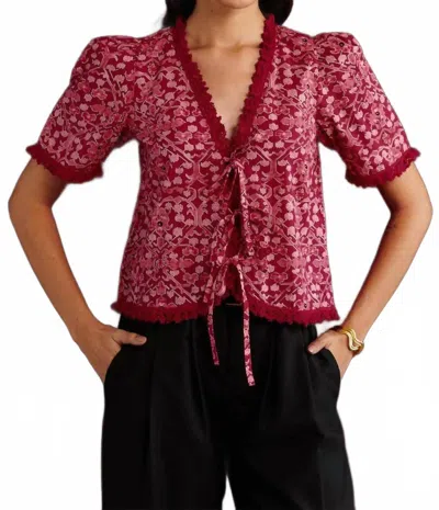 Banjanan Sarah Top In Floral Red In Pink