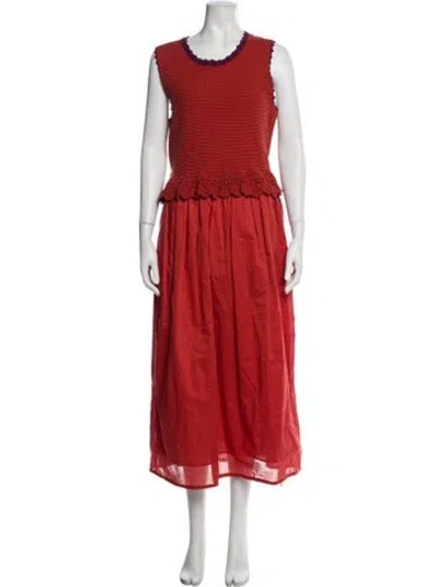 Pre-owned Banjanan Scoop Neck Long Dress In Orange