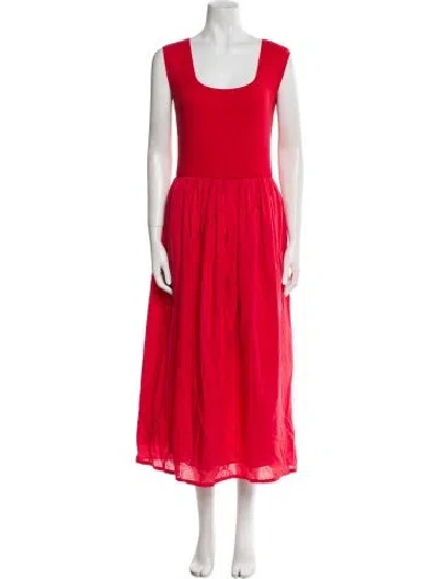 Pre-owned Banjanan Scoop Neck Long Dress In Red